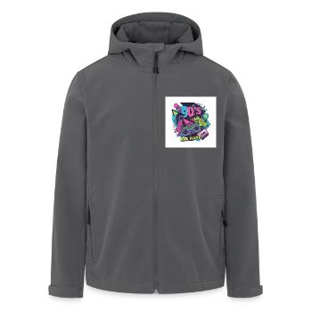 Ambiance des années 90 : Walkman, cassette et cie. - Veste softshell homme en polyester recyclé Stanley/Stella - charbon - Devant - AI Model Male 185 light (185cm)