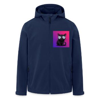 Coole Katze mit Sonnenbrille - Recycelte Männer Softshell-Jacke von Stanley/Stella - Navy - Vorne - AI Model Male 185 light (185cm)