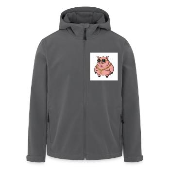 Gros cochon avec chaîne en or et lunettes de soleil - Veste softshell homme en polyester recyclé Stanley/Stella - charbon - Devant - AI Model Male 185 light (185cm)