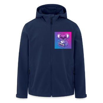 Lustiger Koala mit Kassette - 80er Vibes - Recycelte Männer Softshell-Jacke von Stanley/Stella - Navy - Vorne - AI Model Male 185 light (185cm)