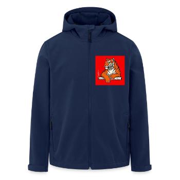 Rauchender Tiger - Comic Vibes - Recycelte Männer Softshell-Jacke von Stanley/Stella - Navy - Vorne - AI Model Male 185 light (185cm)