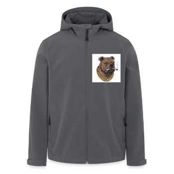 Drôle de chien avec chaîne en or et cigarette - Veste softshell homme en polyester recyclé Stanley/Stella - charbon - Devant - AI Model Male 185 light (185cm)