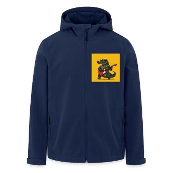 Cooles Krokodil mi E-Gitarre und Goldkette - Recycelte Männer Softshell-Jacke von Stanley/Stella - Navy - Vorne - AI Model Male 185 light (185cm)