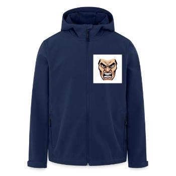 The Essence of Wrath: An Explosive Graphic - Men’s Recycled Softshell Jacket by Stanley/Stella - navy - Front - AI Model Male 185 light (185cm)