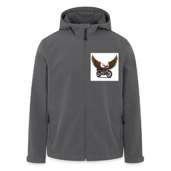Futuristisches Motorrad mit Flügeln - Recycelte Männer Softshell-Jacke von Stanley/Stella - Anthrazit - Vorne - AI Model Male 185 light (185cm)