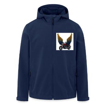 Futuristisches Motorrad mit Flügeln - Recycelte Männer Softshell-Jacke von Stanley/Stella - Navy - Vorne - AI Model Male 185 light (185cm)