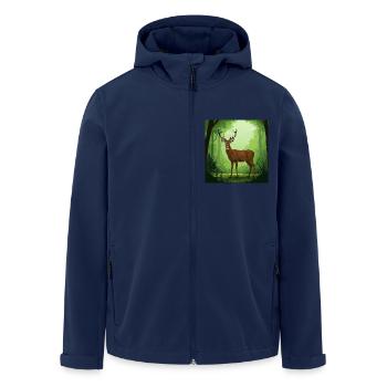 Cerfs - Conservation de la nature - Forêt - Veste softshell homme en polyester recyclé Stanley/Stella - marine - Devant - AI Model Male 185 light (185cm)