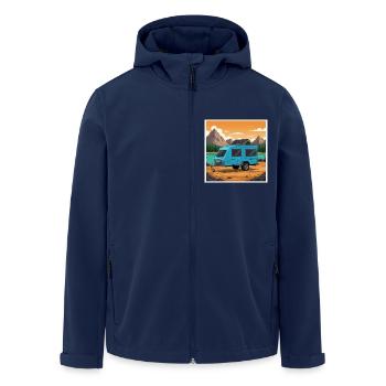 Camping in the mountains, nature, freedom - Men’s Recycled Softshell Jacket by Stanley/Stella - navy - Front - AI Model Male 185 light (185cm)