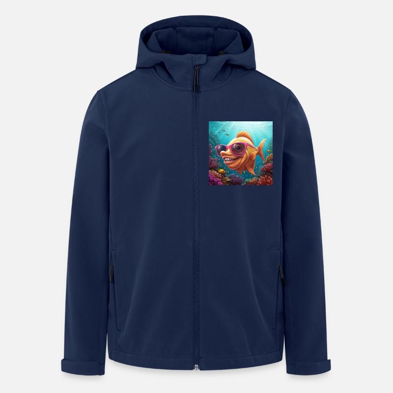 Fins Funny fish with sunglasses - Men’s Recycled Softshell Jacket by Stanley/Stella - navy