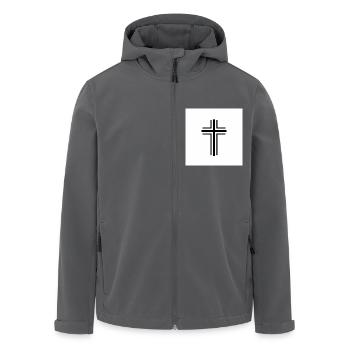 La Croix, symbole de foi et d’espérance - Veste softshell homme en polyester recyclé Stanley/Stella - charbon - Devant - AI Model Male 185 light (185cm)