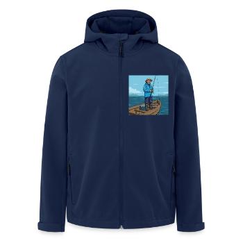 Au niveau des yeux avec la nature – pêche depuis un bateau - Veste softshell homme en polyester recyclé Stanley/Stella - marine - Devant - AI Model Male 185 light (185cm)