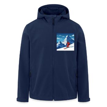 Fun on the slopes: skiing in the most beautiful mountains - Men’s Recycled Softshell Jacket by Stanley/Stella - navy - Front - AI Model Male 185 light (185cm)