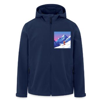 Skiing: fun and adventure in the mountains - Men’s Recycled Softshell Jacket by Stanley/Stella - navy - Front - AI Model Male 185 light (185cm)