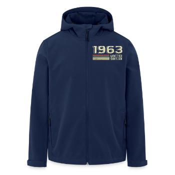 Born in 1963 Birthday 1963 Vintage 1963 - Men’s Recycled Softshell Jacket by Stanley/Stella - navy - Front - AI Model Male 185 light (185cm)