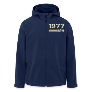 Nées en 1977 anniversaire 1977 Vintage 1977 - Veste softshell homme en polyester recyclé Stanley/Stella - marine - Devant - AI Model Male 185 light (185cm)