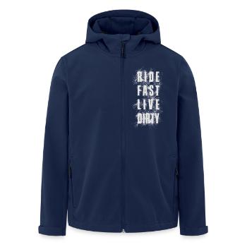 RIDE FAST LIVE DIRTY – MOUNTAINBIKE - MOTOCROSS - Recycelte Männer Softshell-Jacke von Stanley/Stella - Navy - Vorne - AI Model Male 185 light (185cm)