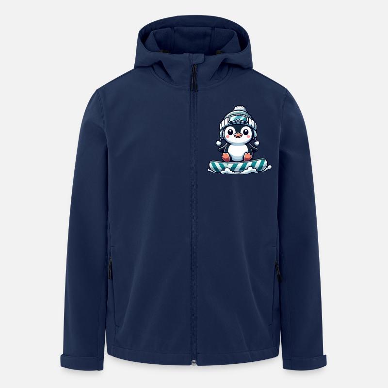 Cute penguin snowboarding winter fun - Men’s Recycled Softshell Jacket by Stanley/Stella - navy