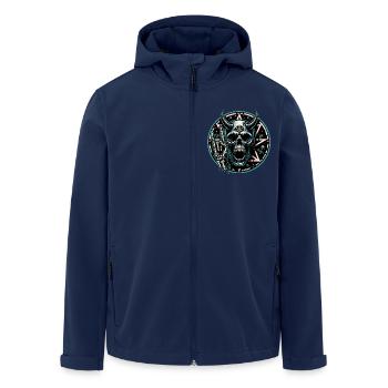 Skull with horns pentagram makes devil horns - Men’s Recycled Softshell Jacket by Stanley/Stella - navy - Front - AI Model Male 185 light (185cm)