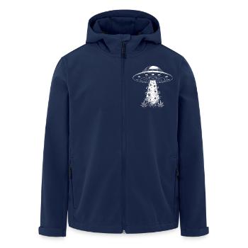 UFO and Cannabis Leaves - Creative Sci-Fi Design - Men’s Recycled Softshell Jacket by Stanley/Stella - navy - Front - AI Model Male 185 light (185cm)