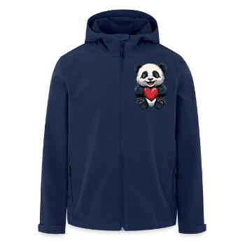 Niedlicher Panda mit Herz - Liebesdesign - Recycelte Männer Softshell-Jacke von Stanley/Stella - Navy - Vorne - AI Model Male 185 light (185cm)