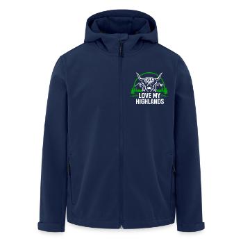 Love My Highlands - Highland Graphique et dicton - Veste softshell homme en polyester recyclé Stanley/Stella - marine - Devant - AI Model Male 185 light (185cm)