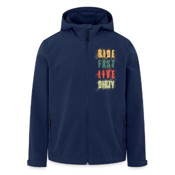 RIDE FAST LIVE DIRTY – MOUNTAINBIKE - MOTOCROSS - Recycelte Männer Softshell-Jacke von Stanley/Stella - Navy - Vorne - AI Model Male 185 light (185cm)