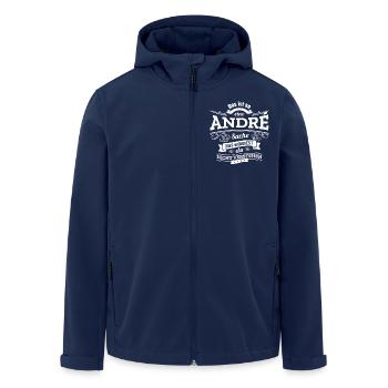 ANDRÉ, DER KATALYSATOR FÜR DEINEN ERFOLG - Recycelte Männer Softshell-Jacke von Stanley/Stella - Navy - Vorne - AI Model Male 185 light (185cm)