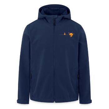 Segeln im Meer bei Sonnenuntergang - Recycelte Männer Softshell-Jacke von Stanley/Stella - Navy - Vorne - AI Model Male 185 light (185cm)