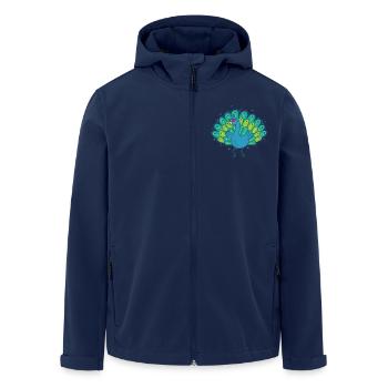 cool peacock with sunglasses bird feathers - Men’s Recycled Softshell Jacket by Stanley/Stella - navy - Front - AI Model Male 185 light (185cm)