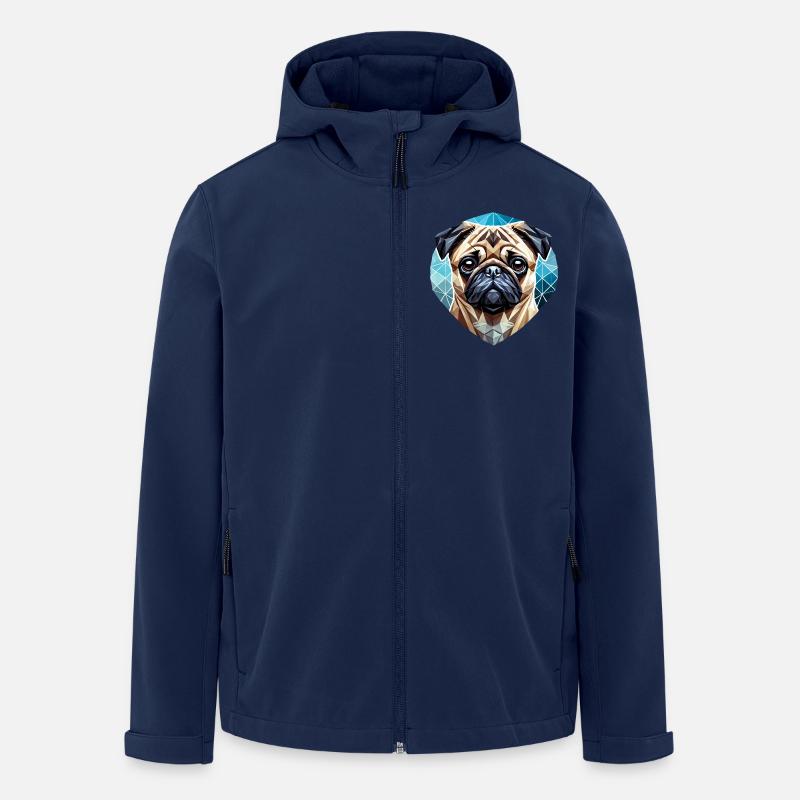 Visage de carlin Géométrie Art - Veste softshell homme en polyester recyclé Stanley/Stella - marine