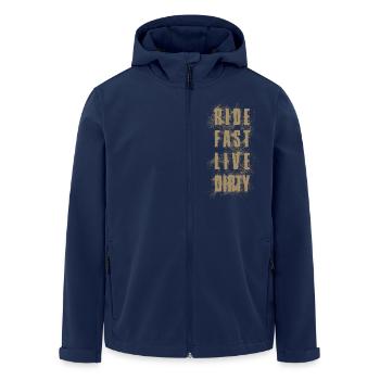 RIDE FAST LIVE DIRTY – MOUNTAINBIKE - MOTOCROSS - Recycelte Männer Softshell-Jacke von Stanley/Stella - Navy - Vorne - AI Model Male 185 light (185cm)
