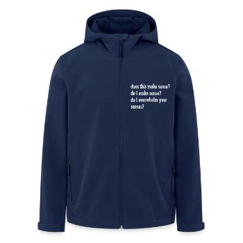 Does this make sense? - Men’s Recycled Softshell Jacket by Stanley/Stella - navy - Front - AI Model Male 185 light (185cm)