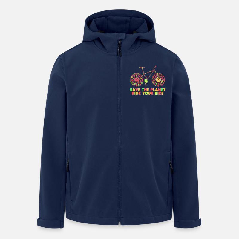 Vélo Fleurs Années 70 - Veste softshell homme en polyester recyclé Stanley/Stella - marine