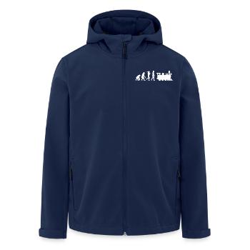 Evolution Railway Locomotive - Men’s Recycled Softshell Jacket by Stanley/Stella - navy - Front - AI Model Male 185 light (185cm)