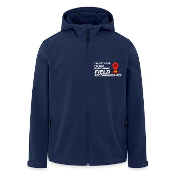 Feldaufklärung GIS Vermessungsingenieur Kartierung Humor - Recycelte Männer Softshell-Jacke von Stanley/Stella - Navy - Vorne - AI Model Male 185 light (185cm)
