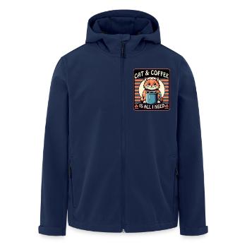 Le chat et le café sont tout ce dont j’ai besoin - Veste softshell homme en polyester recyclé Stanley/Stella - marine - Devant - AI Model Male 185 light (185cm)