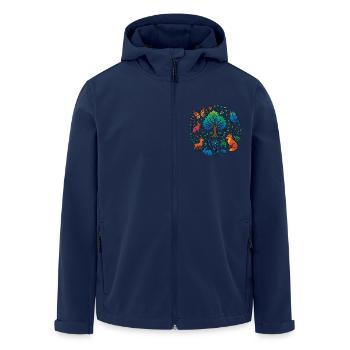 T-shirt with forest animals & tree – for nature lovers - Men’s Recycled Softshell Jacket by Stanley/Stella - navy - Front - AI Model Male 185 light (185cm)
