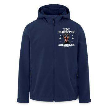 Parler Le Dobermann Humor Chien Dobermann - Recycelte Männer Softshell-Jacke von Stanley/Stella - Navy - Vorne - AI Model Male 185 light (185cm)