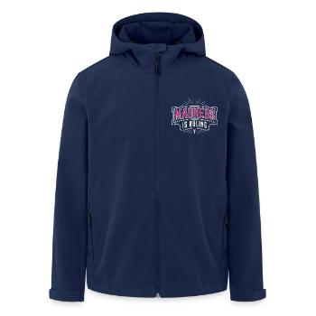 Der Wahnsinn regiert die Welt Motivation Hoffnung - Recycelte Männer Softshell-Jacke von Stanley/Stella - Navy - Vorne - AI Model Male 185 light (185cm)