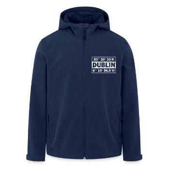Dublin Coordonnées Irlande Dublin - Veste softshell homme en polyester recyclé Stanley/Stella - marine - Devant - AI Model Male 185 light (185cm)