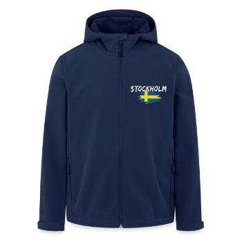 Stockholm Flag Sweden - Men’s Recycled Softshell Jacket by Stanley/Stella - navy - Front - AI Model Male 185 light (185cm)