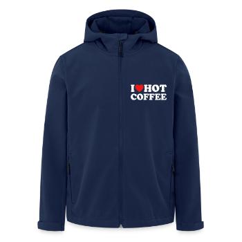 I Love Hot Coffee Kaffee Spruch - Recycelte Männer Softshell-Jacke von Stanley/Stella - Navy - Vorne - AI Model Male 185 light (185cm)