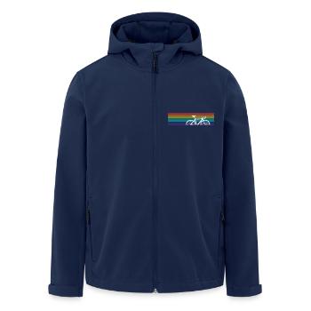 Fahrrad Regenbogen Bunt Fahrradfahrer - Recycelte Männer Softshell-Jacke von Stanley/Stella - Navy - Vorne - AI Model Male 185 light (185cm)