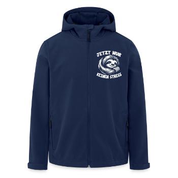 Faultier cool bleiben das ist wichtig - Recycelte Männer Softshell-Jacke von Stanley/Stella - Navy - Vorne - AI Model Male 185 light (185cm)