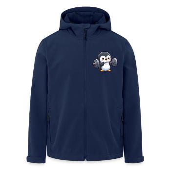 Niedlicher Pinguin Hantel Fitness Comic - Recycelte Männer Softshell-Jacke von Stanley/Stella - Navy - Vorne - AI Model Male 185 light (185cm)