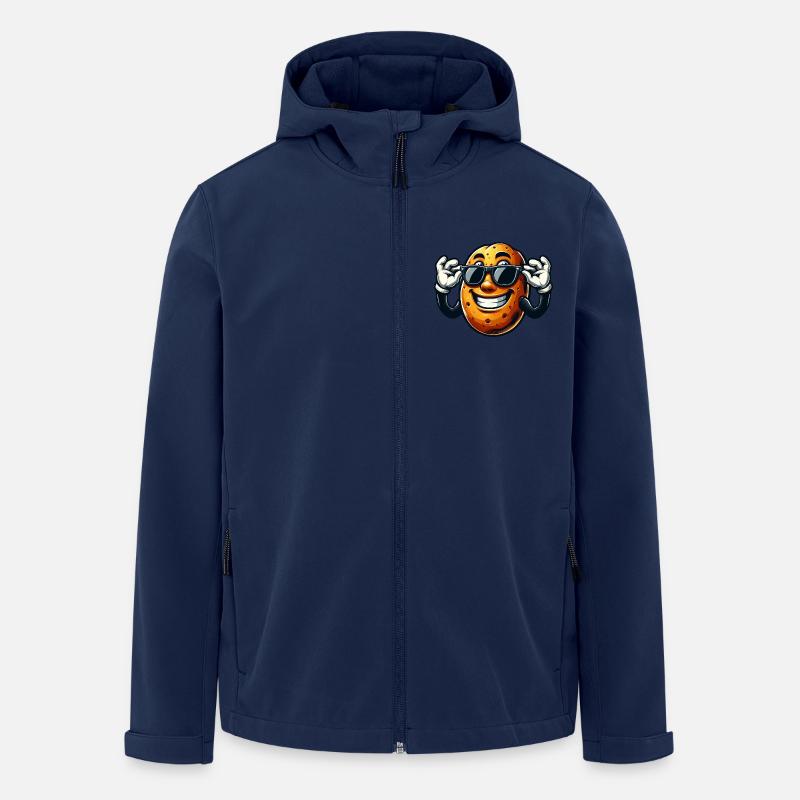 Sjov kartoffel med solbriller Comic Style - Stanley/Stella herre softshelljakke i genanvendt polyester - marineblå