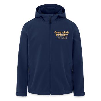 Große Köpfe denken langsam - Recycelte Männer Softshell-Jacke von Stanley/Stella - Navy - Vorne - AI Model Male 185 light (185cm)