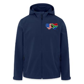 USA South Africa Flag Heart Shape Used - Men’s Recycled Softshell Jacket by Stanley/Stella - navy - Front - AI Model Male 185 light (185cm)