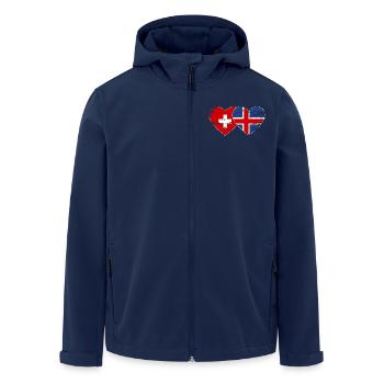 Schweiz Island Flagge Herz used - Recycelte Männer Softshell-Jacke von Stanley/Stella - Navy - Vorne - AI Model Male 185 light (185cm)