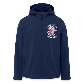 Just a girl who loves popcorn - crispy & delicious - Men’s Recycled Softshell Jacket by Stanley/Stella - navy - Front - AI Model Male 185 light (185cm)